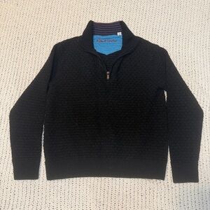 Robert Graham 100% Wool Men's Long Sleeve 1/4 Zip Pullover Sweater Sz Large